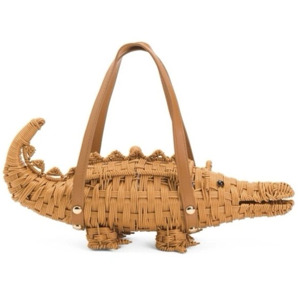 Tommy Bahama Handbags - 🐊✨ Tommy Bahama Wicker Alligator Basket Bag Tan NWT Viral 🌴